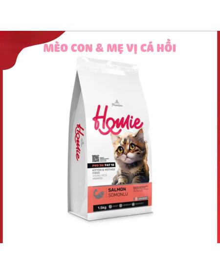 Hạt mèo homie vị cá hồi kitten&mother 1,5kg 