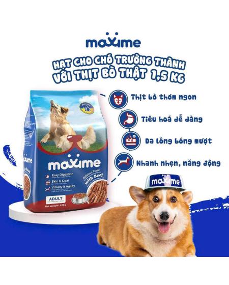 Hạt cún maxime  adult vị bò 1,5kg 
