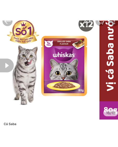 Pate whiskas mèo vị cá saba nướng 80g 