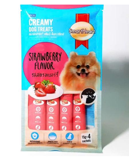 Smartheart creamy dog hương dâu15gx4 (túi)