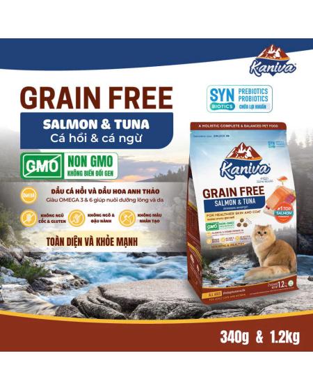 Hạt KANIVA cho mèo không ngũ cốc cá hồi, cá ngừ 1.2kg