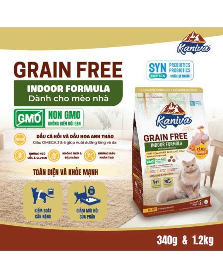 Hạt KANIVA cho mèo không ngũ cốc vị gà, cá hồi 1.2kg